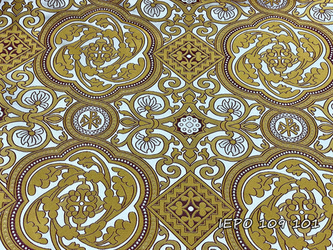 Clerical brocade Alpha-Omega, Chi-Rho with crosses (IERO 109)