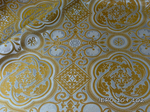Clerical brocade Alpha-Omega, Chi-Rho with crosses (IERO 109)