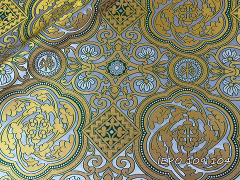 Clerical brocade Alpha-Omega, Chi-Rho with crosses (IERO 109)