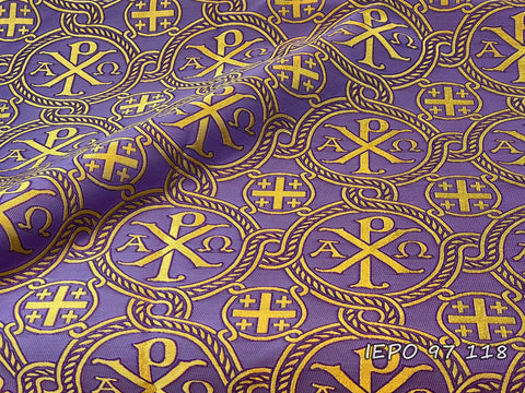 Ecclesiastical brocade fabric Alpha-Omega, Chi-Rho (IERO 97)