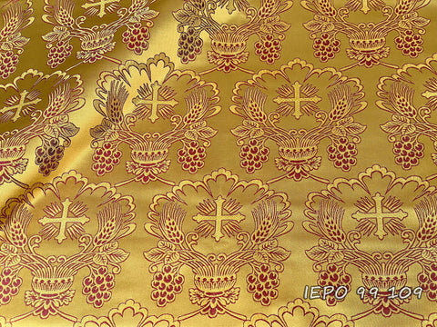 Metallic jacquard brocade fabric with wheat and grapes (IERO 99)