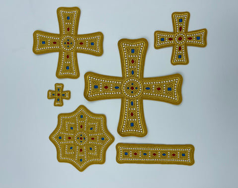 Set of Archieratic crosses ‘Pearl’ with gold base