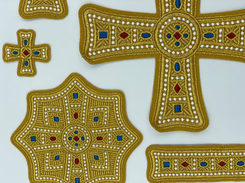 Set of Archieratic crosses ‘Pearl’ with gold base