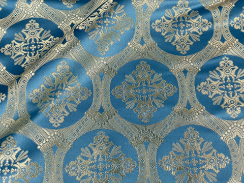 STOCK 2.7m Priestly fabric with crosses IERO 80 – light blue/light gold/silver