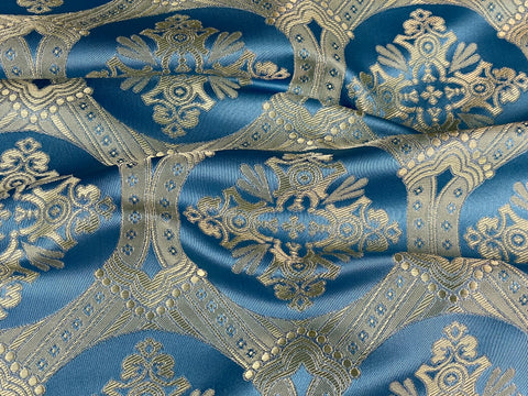STOCK 2.7m Priestly fabric with crosses IERO 80 – light blue/light gold/silver