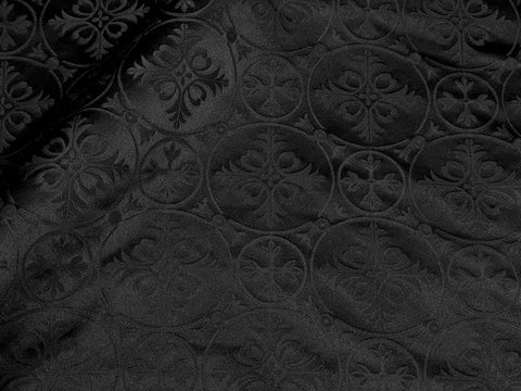 STOCK 2.7m Priestly rayon fabric with crosses IERO 32 - black