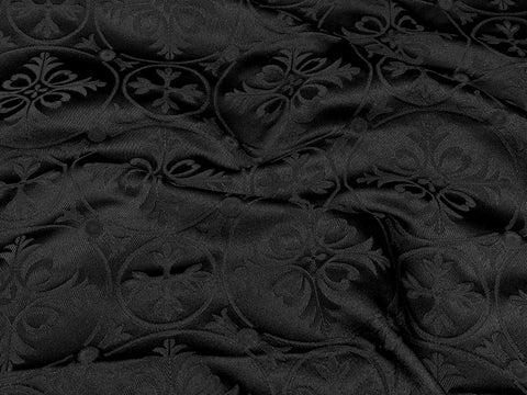 STOCK 2.7m Priestly rayon fabric with crosses IERO 32 - black