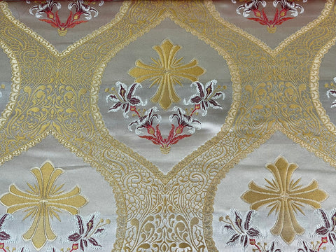 STOCK 2m Priestly fabric IERO 83 - white/gold/red/burgundy