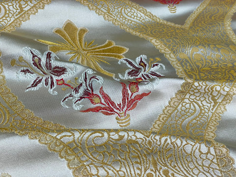 STOCK 2m Priestly fabric IERO 83 - white/gold/red/burgundy
