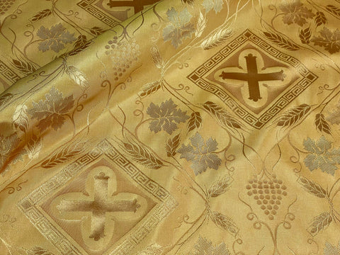 STOCK 4m Priestly rayon fabric with crosses IERO 77 - gold/gold