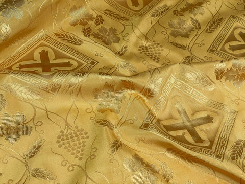 STOCK 4m Priestly rayon fabric with crosses IERO 77 - gold/gold