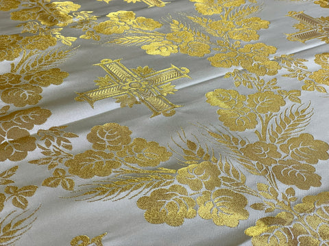 STOCK 2.5m Priestly fabric with crosses IERO 66 - white/gold