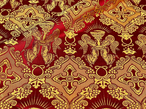 STOCK 8.5m Priestly fabric with angels IERO 93 – red/burgundy/gold