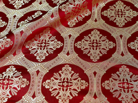 STOCK 4m Priestly fabric with crosses IERO 80 – red/white/light gold