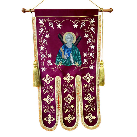 Gold Woven Banner Ecclesiastical representation Saint Andrew the Apostle Ambelos Design