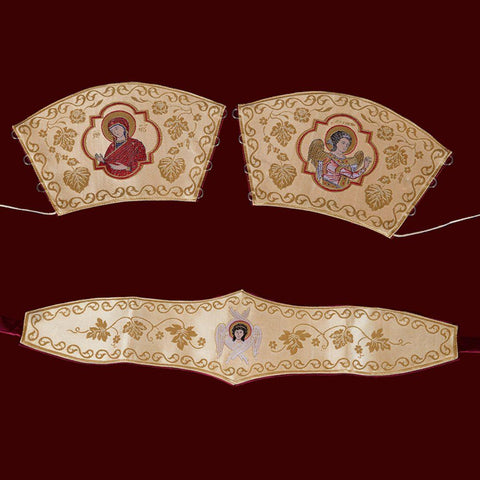 Set cuffs and a belt ‘The Evangelists’ On gold background -  Liturgical Fabrics