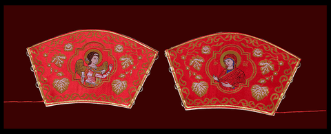 Set cuffs and a belt ‘The Evangelists’ On Red Background -  Liturgical Fabrics