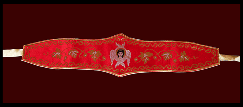 Set cuffs and a belt ‘The Evangelists’ On Red Background -  Liturgical Fabrics