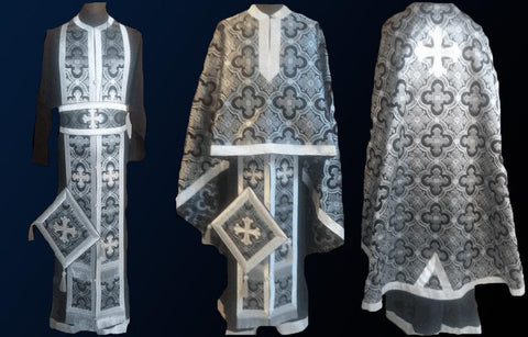 Liturgical Vestment (IERO 13) Black & Silver -  Liturgical Fabrics