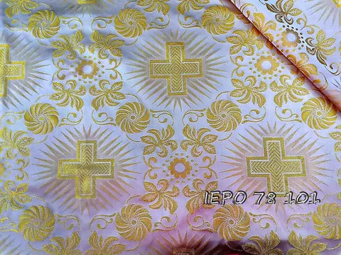 Clerical light-weight rayon fabric with crosses and flowers (IERO 78) -  Liturgical Fabrics