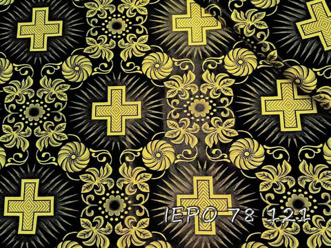 Clerical light-weight rayon fabric with crosses and flowers (IERO 78) -  Liturgical Fabrics