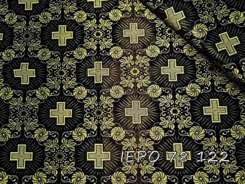 Clerical light-weight rayon fabric with crosses and flowers (IERO 78) -  Liturgical Fabrics