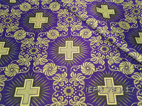 Clerical light-weight rayon fabric with crosses and flowers (IERO 78) -  Liturgical Fabrics