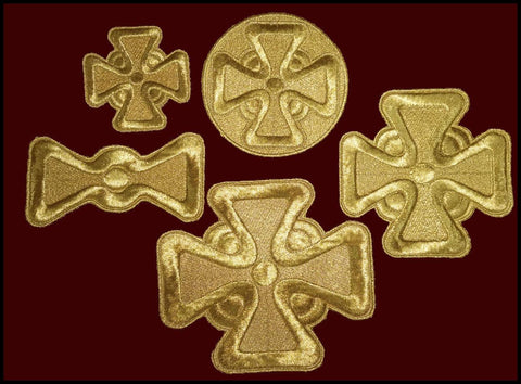 Set of Archieratic Crosses ‘Tinos’ in gold -  Liturgical Fabrics