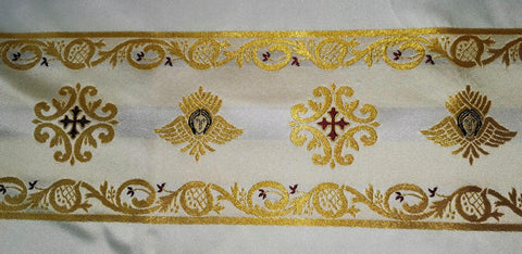 Wide Woven Gallon with Angels and Crosses -  Liturgical Fabrics
