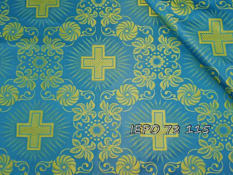 Clerical light-weight rayon fabric with crosses and flowers (IERO 78) -  Liturgical Fabrics