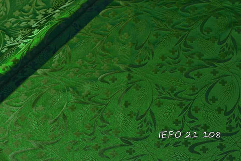 Light priestly rayon with ears of corn and little crosses (IERO 21) -  Liturgical Fabrics