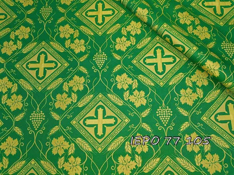 Liturgical light-weight rayon fabric with crosses and vines (IERO 77) -  Liturgical Fabrics