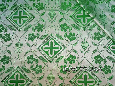 Liturgical light-weight rayon fabric with crosses and vines (IERO 77) -  Liturgical Fabrics