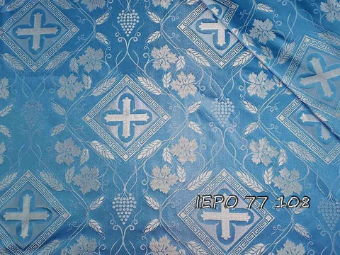 Liturgical light-weight rayon fabric with crosses and vines (IERO 77) -  Liturgical Fabrics