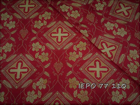 Liturgical light-weight rayon fabric with crosses and vines (IERO 77) -  Liturgical Fabrics