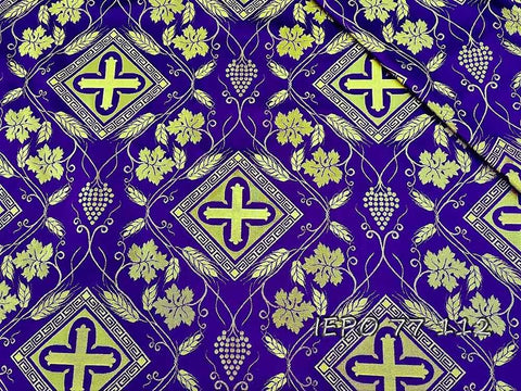 Liturgical light-weight rayon fabric with crosses and vines (IERO 77) -  Liturgical Fabrics