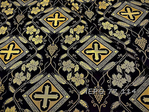 Liturgical light-weight rayon fabric with crosses and vines (IERO 77) -  Liturgical Fabrics